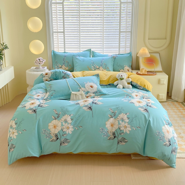 91家纺网 家纺一手货源 找家纺 星期三家纺 2025年5月春夏新款铂金全棉13372四件套（加老板微信有会员价） 花韵