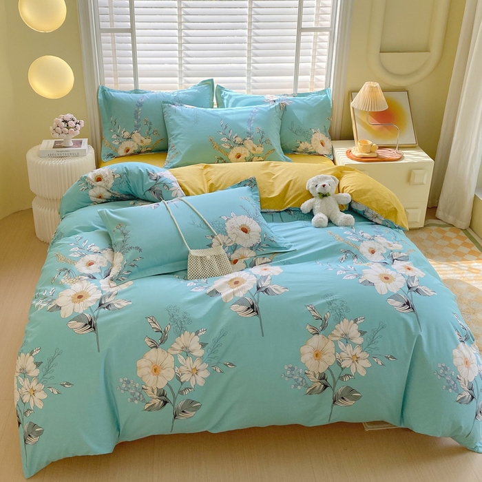 91家纺网 家纺一手货源 找家纺 星期三家纺 2025年5月春夏新款铂金全棉13372四件套（加老板微信有会员价） 花韵