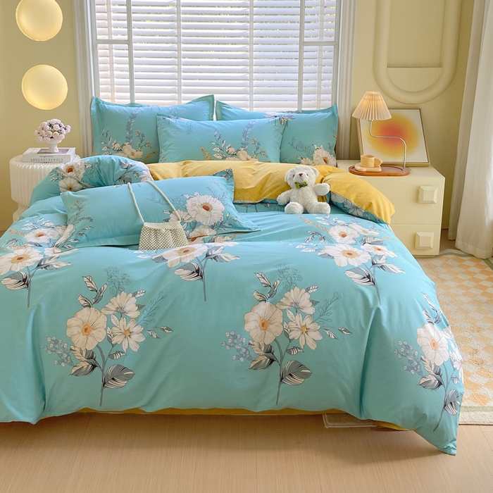 91家纺网 家纺一手货源 找家纺 星期三家纺 2025年5月春夏新款铂金全棉13372四件套（加老板微信有会员价） 花韵