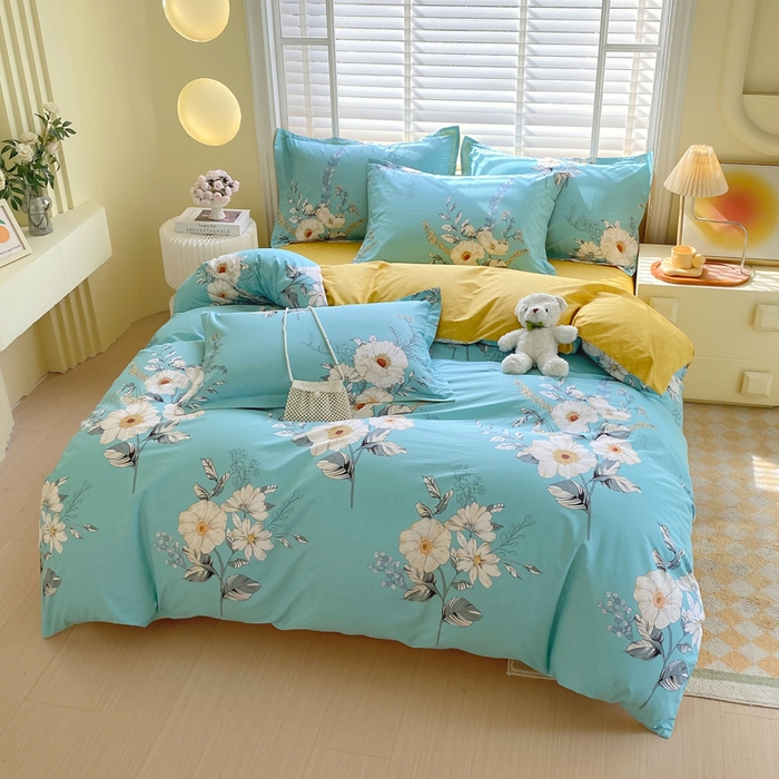 91家纺网 家纺一手货源 找家纺 星期三家纺 2025年5月春夏新款铂金全棉13372四件套（加老板微信有会员价） 花韵