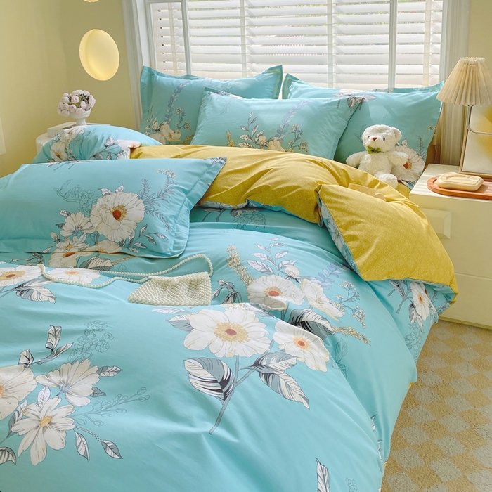 91家纺网 家纺一手货源 找家纺 星期三家纺 2025年5月春夏新款铂金全棉13372四件套（加老板微信有会员价） 花韵