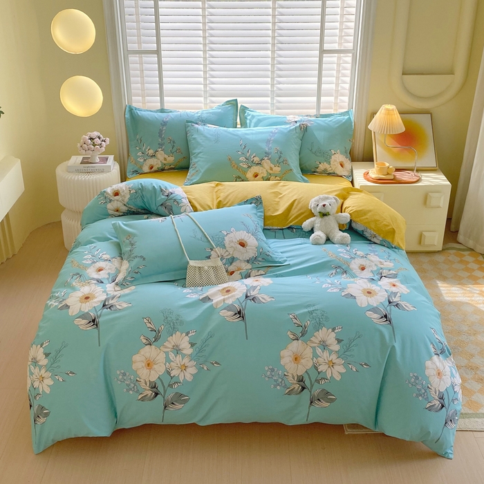 91家纺网 家纺一手货源 找家纺 星期三家纺 2025年5月春夏新款铂金全棉13372四件套（加老板微信有会员价） 花韵