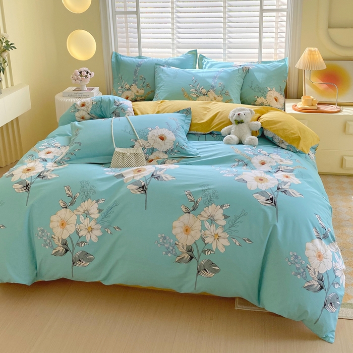 91家纺网 家纺一手货源 找家纺 星期三家纺 2025年5月春夏新款铂金全棉13372四件套（加老板微信有会员价） 花韵