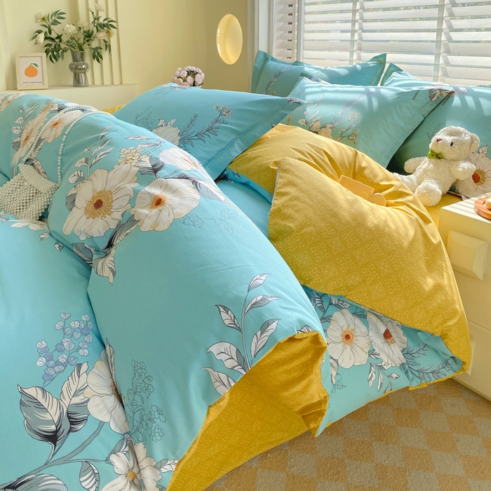 91家纺网 家纺一手货源 找家纺 星期三家纺 2025年5月春夏新款铂金全棉13372四件套（加老板微信有会员价） 花韵