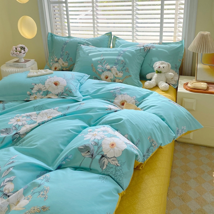 91家纺网 家纺一手货源 找家纺 星期三家纺 2025年5月春夏新款铂金全棉13372四件套（加老板微信有会员价） 花韵