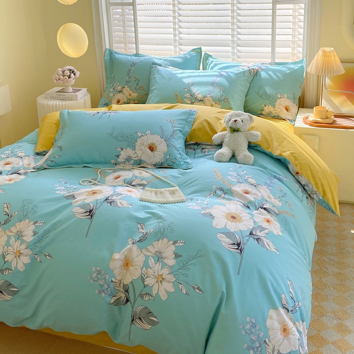 91家纺网 家纺一手货源 找家纺 星期三家纺 2025年5月春夏新款铂金全棉13372四件套（加老板微信有会员价） 花韵