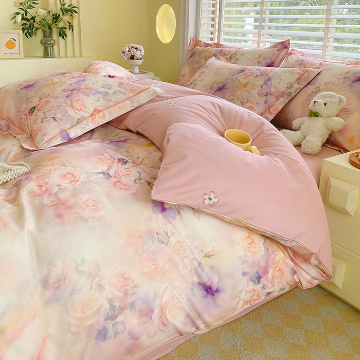 91家纺网 家纺一手货源 找家纺 星期三家纺 2025年5月春夏新款铂金全棉13372四件套（加老板微信有会员价） 梦幻蝴蝶