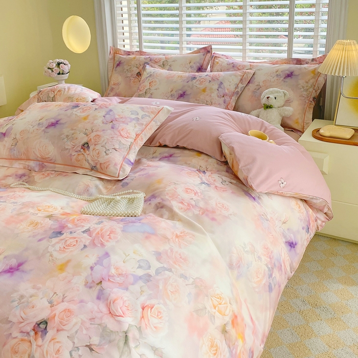 91家纺网 家纺一手货源 找家纺 星期三家纺 2025年5月春夏新款铂金全棉13372四件套（加老板微信有会员价） 梦幻蝴蝶