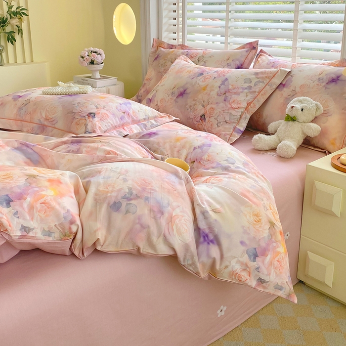 91家纺网 家纺一手货源 找家纺 星期三家纺 2025年5月春夏新款铂金全棉13372四件套（加老板微信有会员价） 梦幻蝴蝶