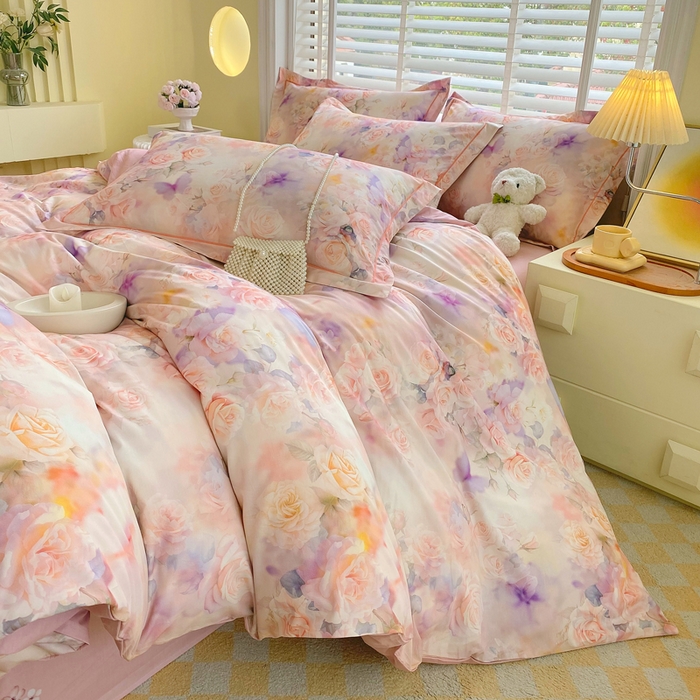 91家纺网 家纺一手货源 找家纺 星期三家纺 2025年5月春夏新款铂金全棉13372四件套（加老板微信有会员价） 梦幻蝴蝶