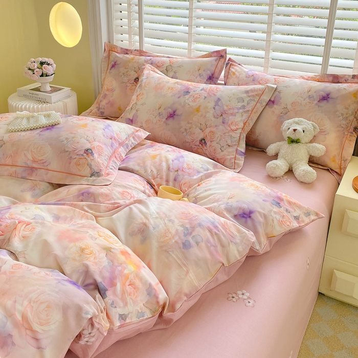 91家纺网 家纺一手货源 找家纺 星期三家纺 2025年5月春夏新款铂金全棉13372四件套（加老板微信有会员价） 梦幻蝴蝶