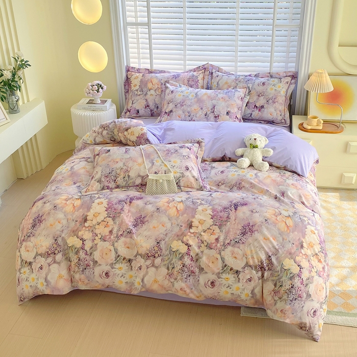 91家纺网 家纺一手货源 找家纺 星期三家纺 2025年5月春夏新款铂金全棉13372四件套（加老板微信有会员价） 油画花圃