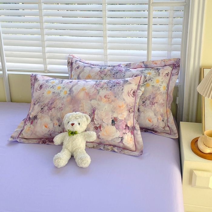 91家纺网 家纺一手货源 找家纺 星期三家纺 2025年5月春夏新款铂金全棉13372四件套（加老板微信有会员价） 油画花圃