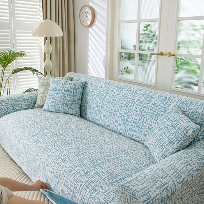 91家纺网 家纺一手货源 找家纺 沐沐家纺 2026新款夏茵沙发套 孔雀蓝