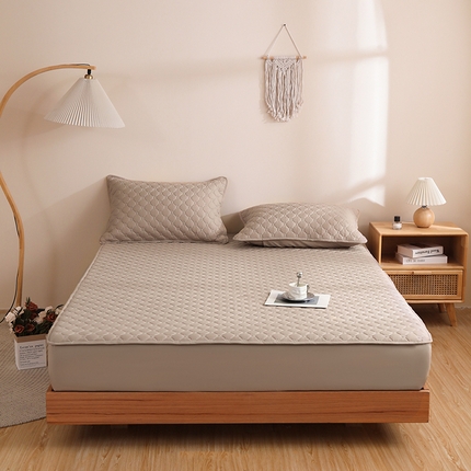 91家纺网 家纺一手货源 找家纺 宇淳国际 2025新款水洗棉防水床笠 卡其