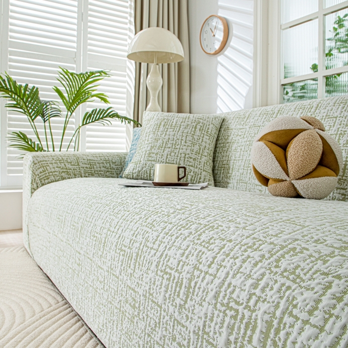 91家纺网 家纺一手货源 找家纺 沐沐家纺 2026新款夏茵沙发套 抹茶绿