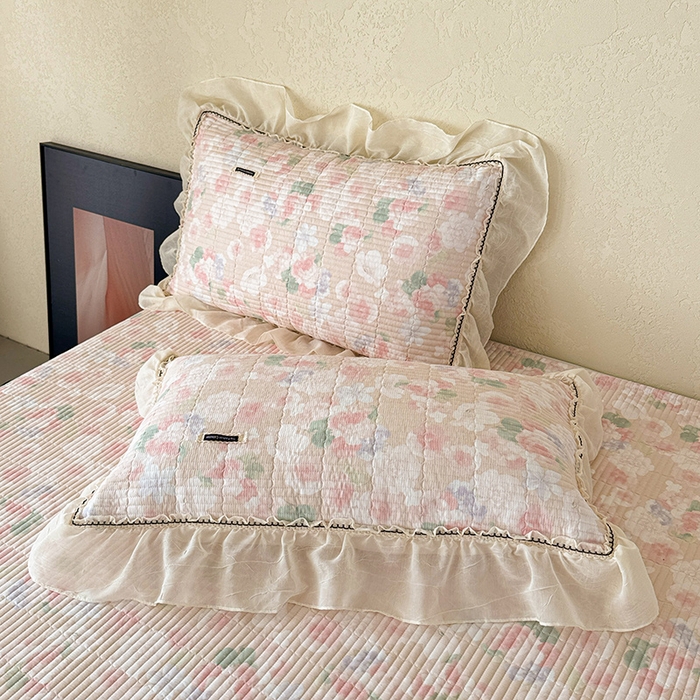 91家纺网 家纺一手货源 找家纺 （总）蓝邻家纺 2025春夏新款全棉纯棉双层纱织带款床盖-场景二