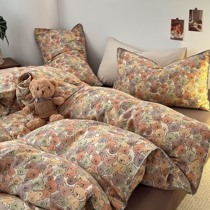 91家纺网 家纺一手货源 找家纺 （总）洋铭区（原狠狠爱） 2025新款小清新全棉纯棉双层纱四件套