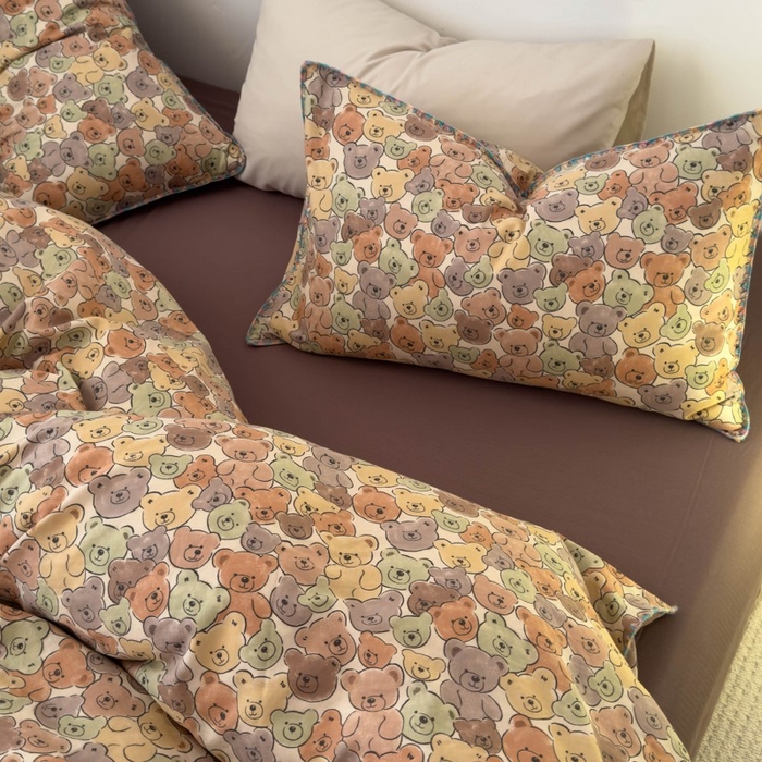 91家纺网 家纺一手货源 找家纺 （总）洋铭区（原狠狠爱） 2025新款小清新全棉纯棉双层纱四件套