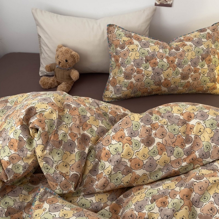 91家纺网 家纺一手货源 找家纺 （总）洋铭区（原狠狠爱） 2025新款小清新全棉纯棉双层纱四件套