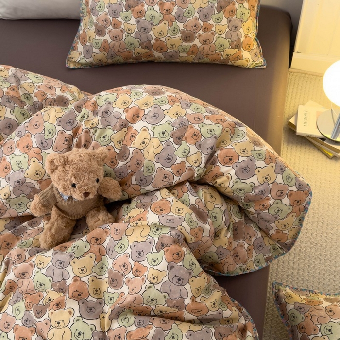 91家纺网 家纺一手货源 找家纺 （总）洋铭区（原狠狠爱） 2025新款小清新全棉纯棉双层纱四件套