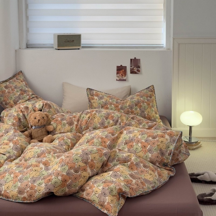 91家纺网 家纺一手货源 找家纺 （总）洋铭区（原狠狠爱） 2025新款小清新全棉纯棉双层纱四件套