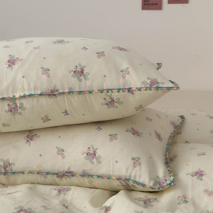 91家纺网 家纺一手货源 找家纺 洋铭区（原狠狠爱） 2025新款小清新全棉纯棉双层纱四件套 紫精灵