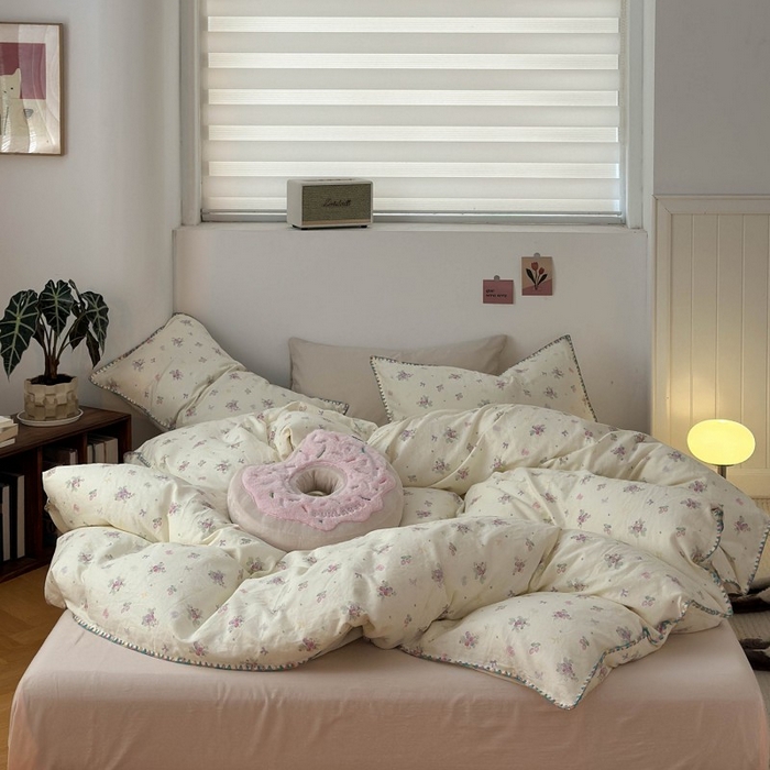 洋铭区（原狠狠爱） 2025新款小清新全棉纯棉双层纱四件套 紫精灵