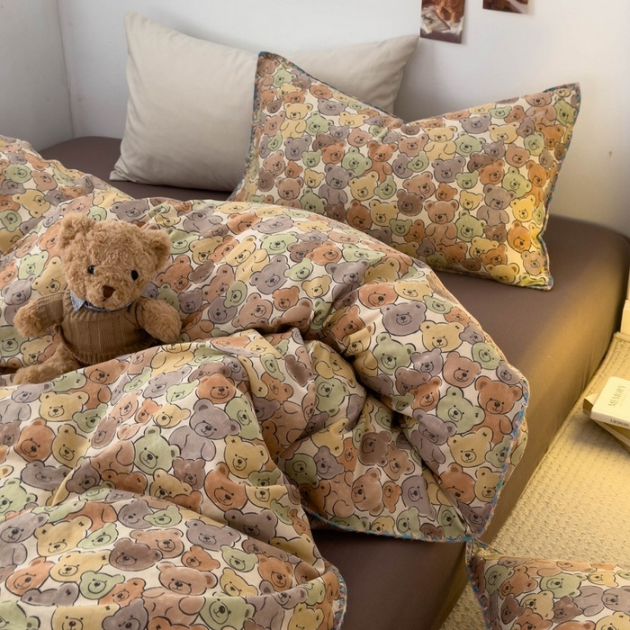 91家纺网 家纺一手货源 找家纺 （总）洋铭区（原狠狠爱） 2025新款小清新全棉纯棉双层纱四件套