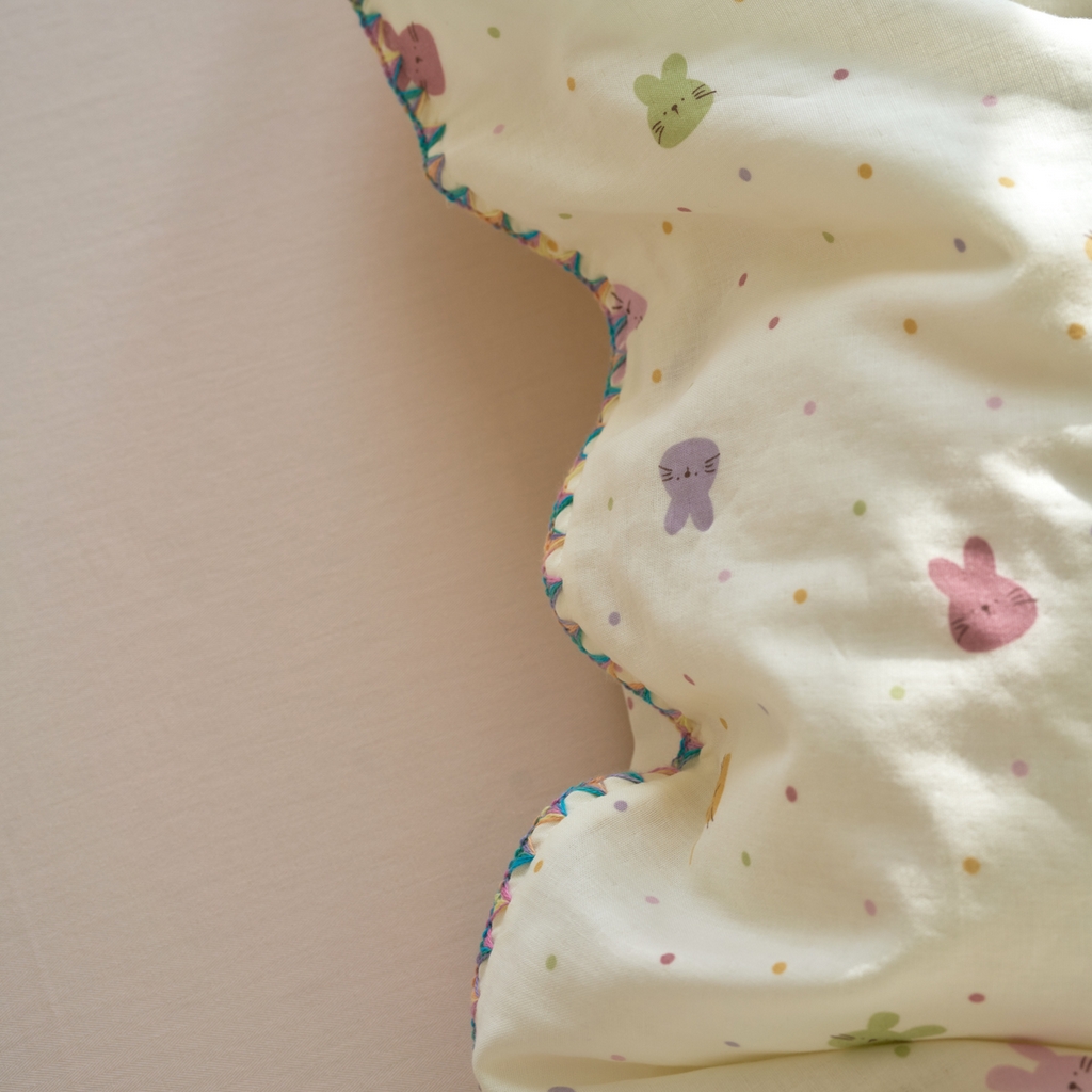 91家纺网 家纺一手货源 找家纺 洋铭区（原狠狠爱） 2025新款A类全棉双层纱四件套 开心兔