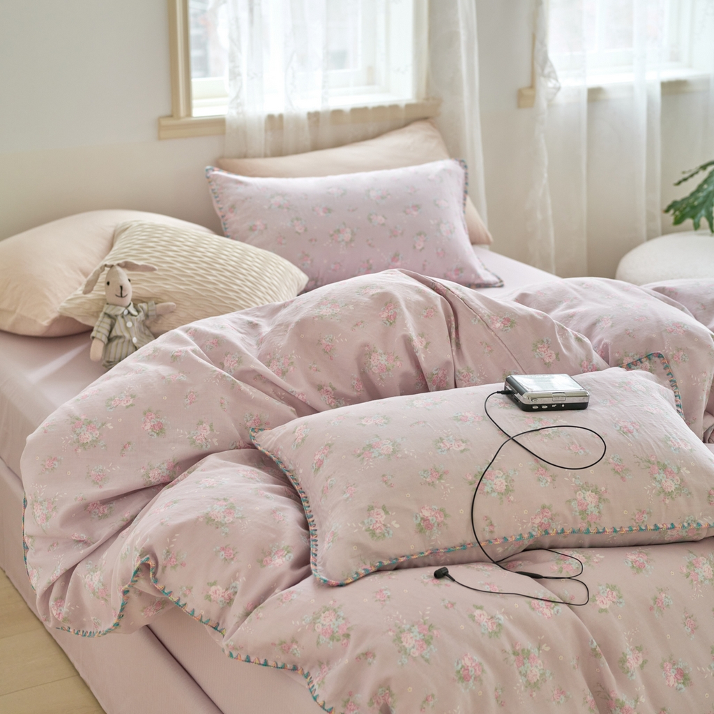 洋铭区（原狠狠爱） 2025新款A类全棉双层纱四件套 萝兰紫花