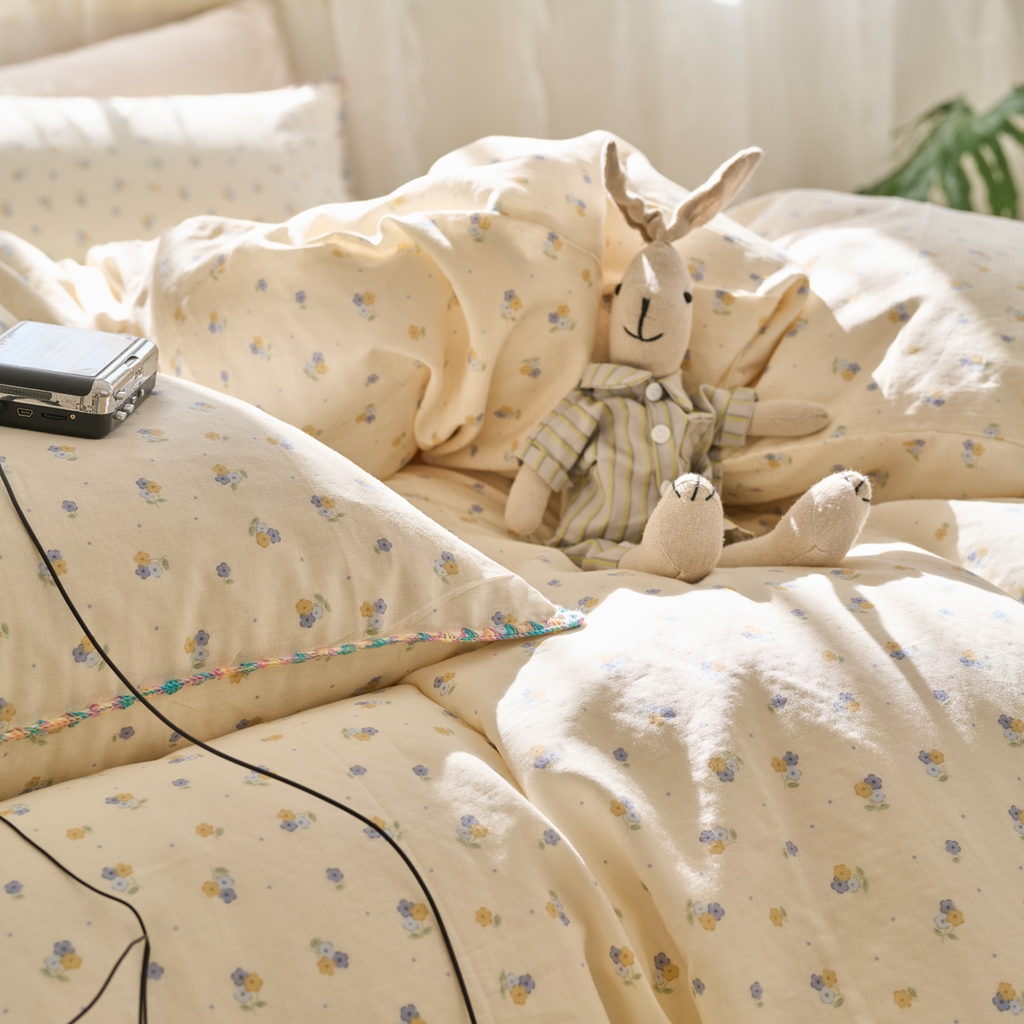 91家纺网 家纺一手货源 找家纺 洋铭区（原狠狠爱） 2025新款A类全棉双层纱四件套 铃兰花语