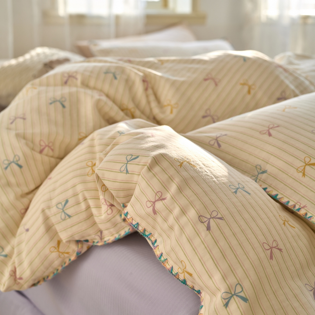 91家纺网 家纺一手货源 找家纺 洋铭区（原狠狠爱） 2025新款A类全棉双层纱四件套 初恋蝴蝶