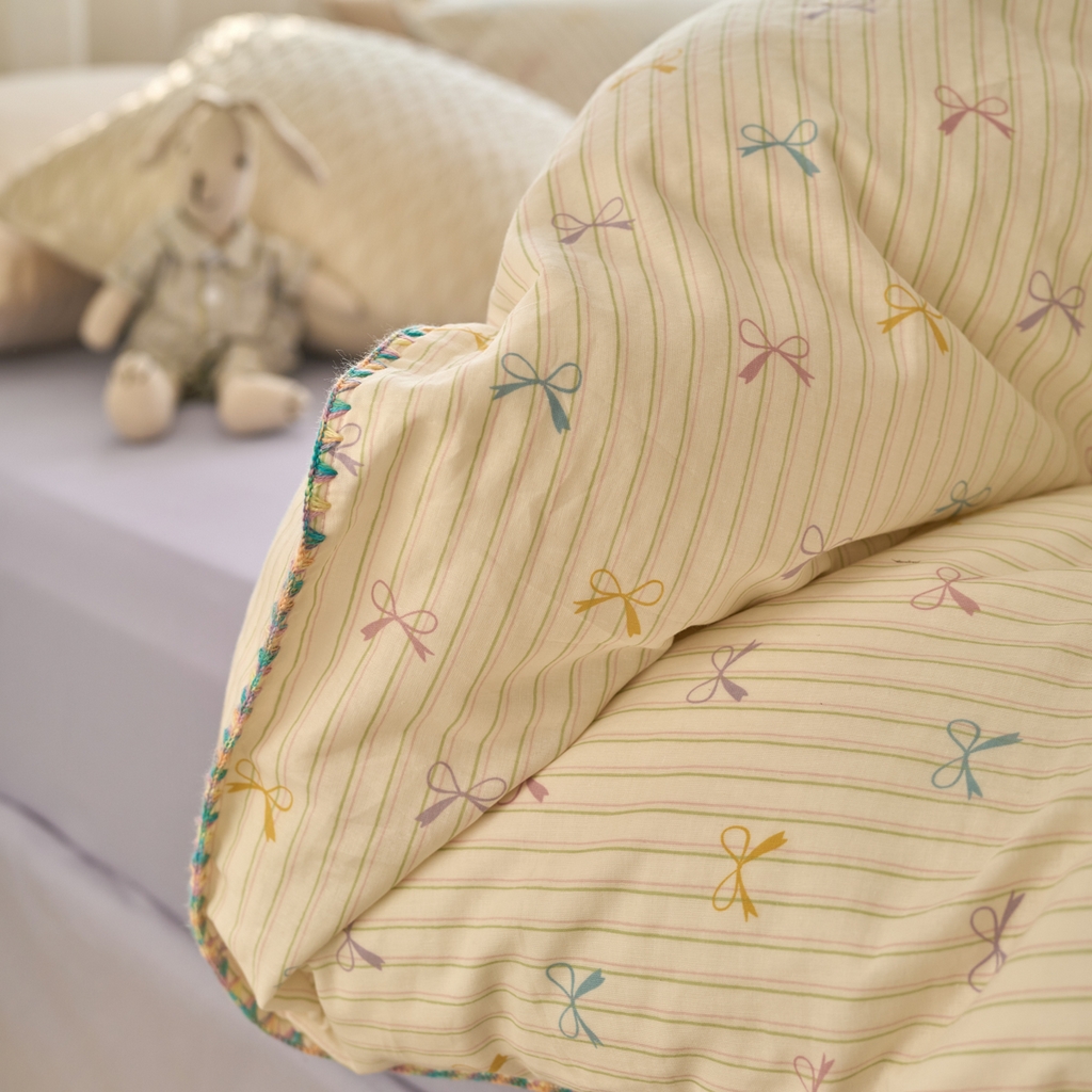 91家纺网 家纺一手货源 找家纺 洋铭区（原狠狠爱） 2025新款A类全棉双层纱四件套 初恋蝴蝶