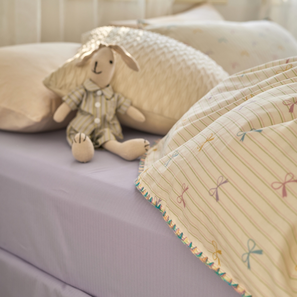 91家纺网 家纺一手货源 找家纺 洋铭区（原狠狠爱） 2025新款A类全棉双层纱四件套 初恋蝴蝶