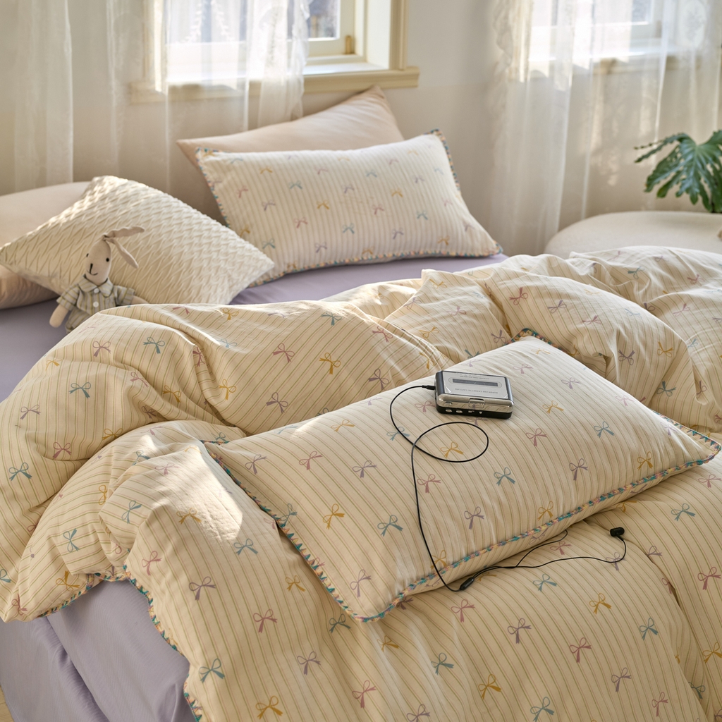 洋铭区（原狠狠爱） 2025新款A类全棉双层纱四件套 初恋蝴蝶