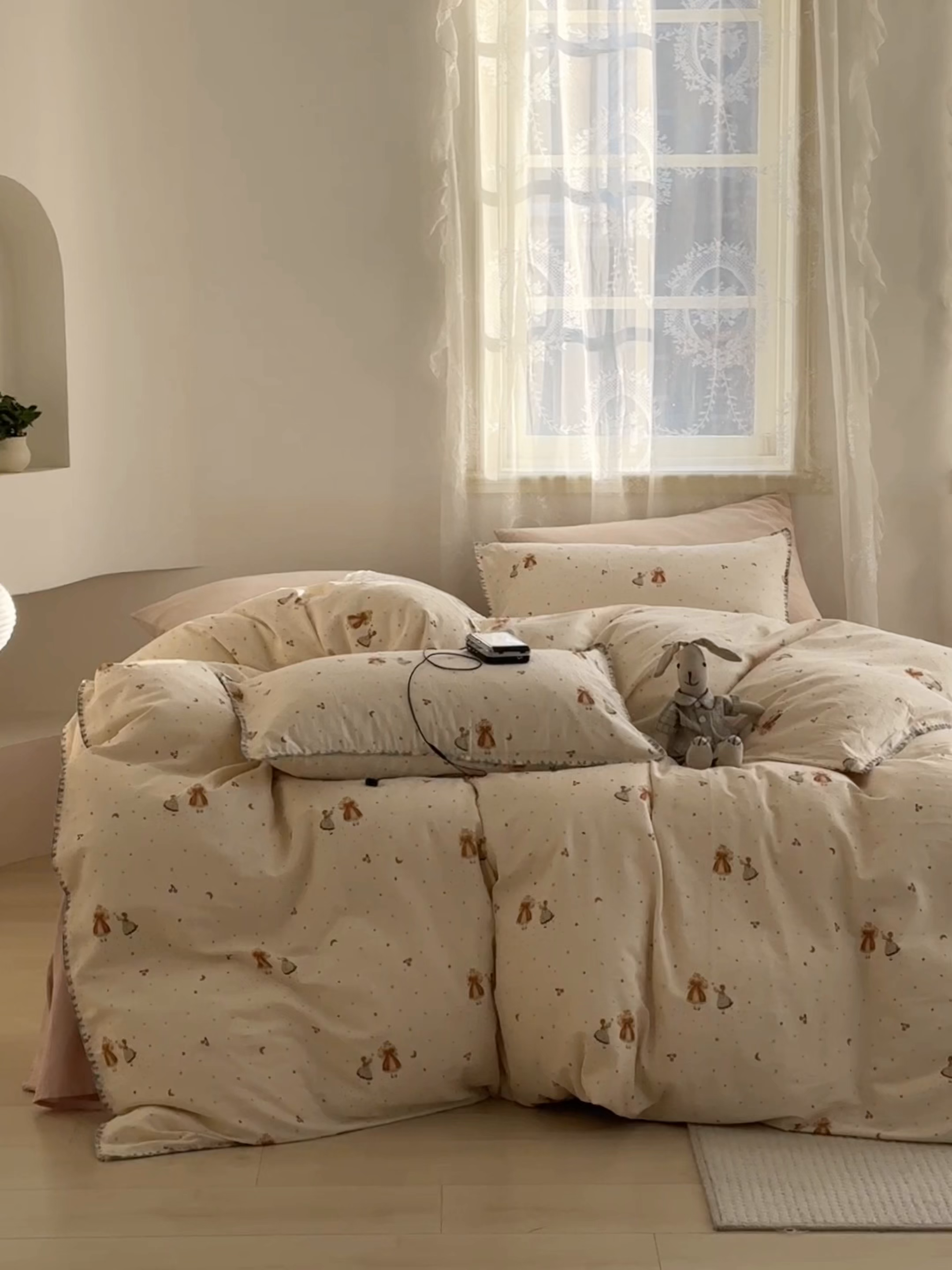 91家纺网 家纺一手货源 找家纺 洋铭区（原狠狠爱） 2025新款A类全棉双层纱四件套 月儿公主