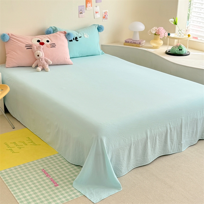 91家纺网 家纺一手货源 找家纺 多品家纺 2025新款ins奶油风刺绣枕套毛球款水洗棉四件套 洛熙