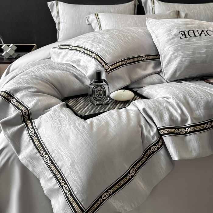 91家纺网 家纺一手货源 找家纺 （总）帝王家纺 2025轻奢风双面水洗天丝提花刺绣四件套夏季冰丝床单被套