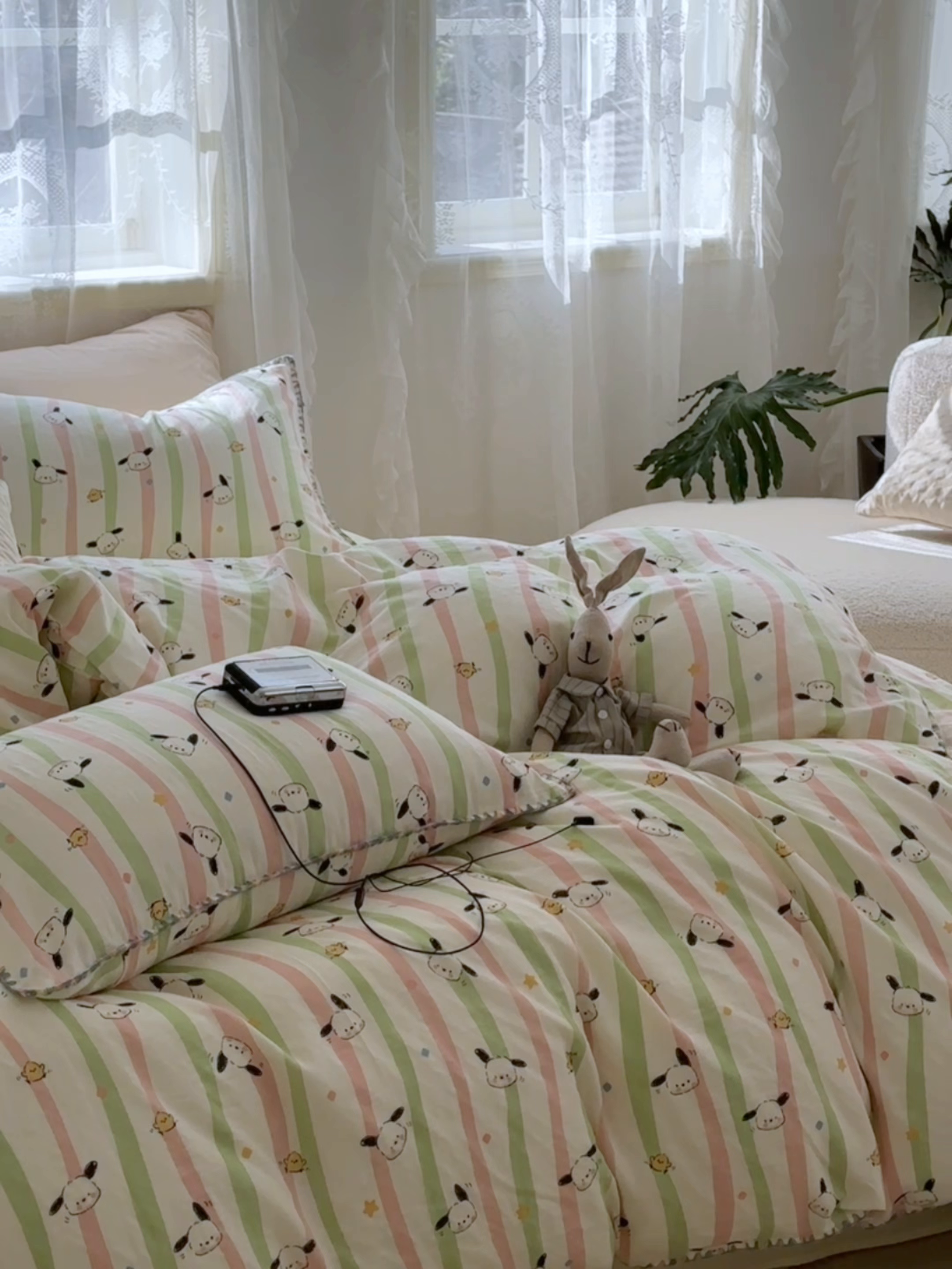 91家纺网 家纺一手货源 找家纺 洋铭区（原狠狠爱） 2025新款A类全棉双层纱四件套 萌萌小可爱