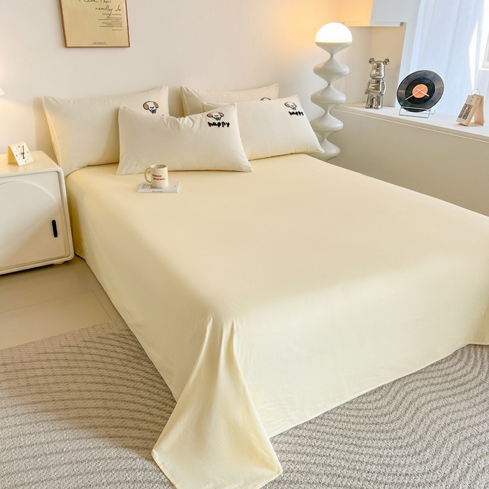 91家纺网 家纺一手货源 找家纺 小懒猪 2025新款全棉纯棉水洗棉毛巾绣四件套(提供买家秀） 萌宠白奶油