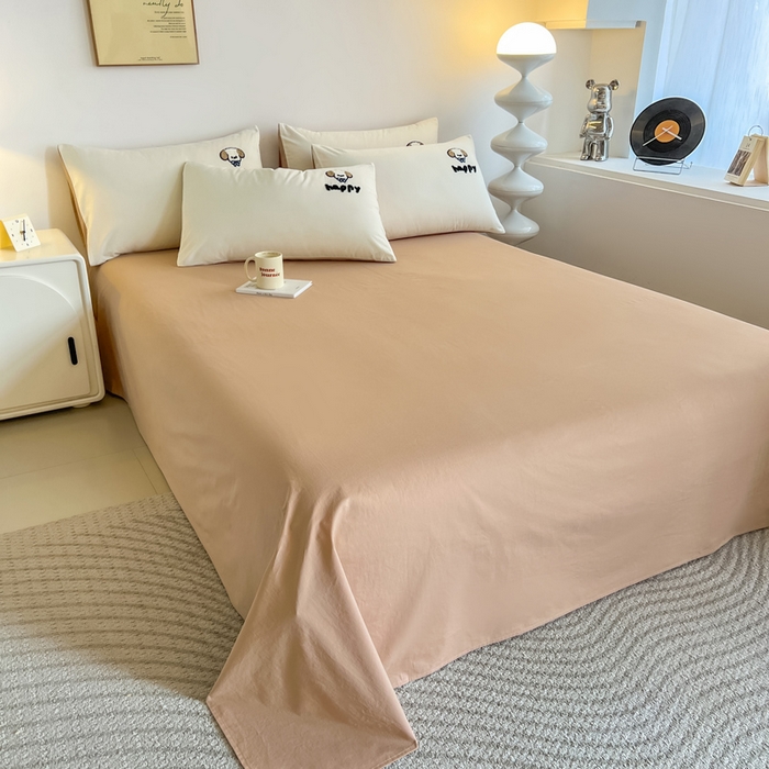 91家纺网 家纺一手货源 找家纺 小懒猪 2025新款全棉纯棉水洗棉毛巾绣四件套(提供买家秀） 萌宠白棕