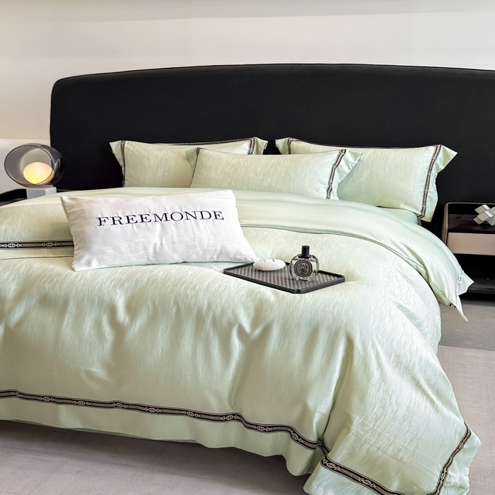 91家纺网 家纺一手货源 找家纺 （总）帝王家纺 2025轻奢风双面水洗天丝提花刺绣四件套夏季冰丝床单被套