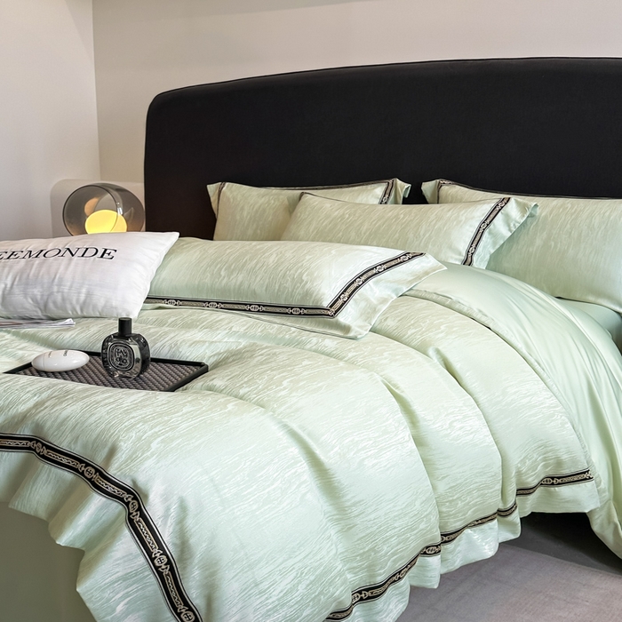 91家纺网 家纺一手货源 找家纺 （总）帝王家纺 2025轻奢风双面水洗天丝提花刺绣四件套夏季冰丝床单被套