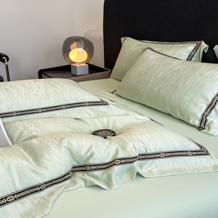 91家纺网 家纺一手货源 找家纺 （总）帝王家纺 2025轻奢风双面水洗天丝提花刺绣四件套夏季冰丝床单被套