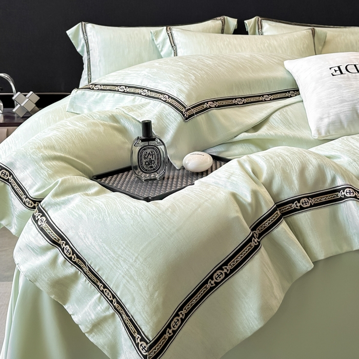 （总）帝王家纺 2025轻奢风双面水洗天丝提花刺绣四件套夏季冰丝床单被套