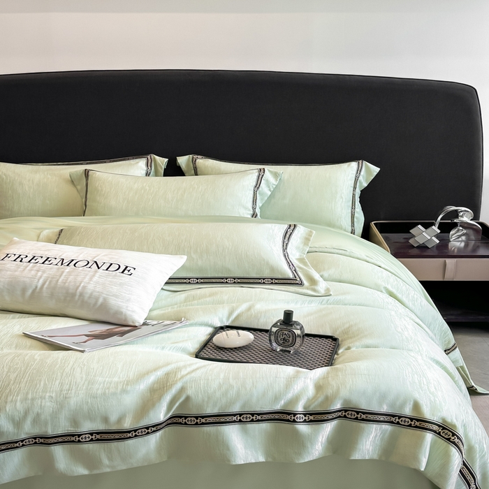 91家纺网 家纺一手货源 找家纺 （总）帝王家纺 2025轻奢风双面水洗天丝提花刺绣四件套夏季冰丝床单被套