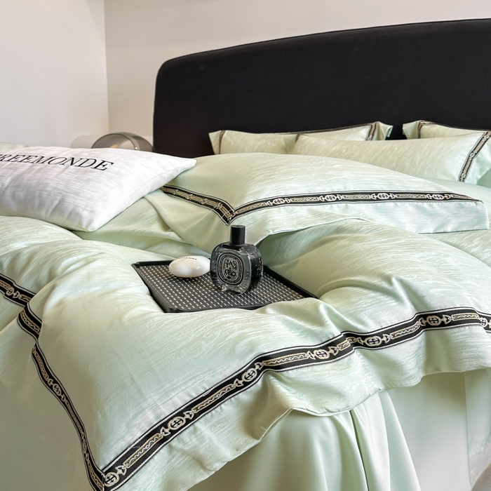 91家纺网 家纺一手货源 找家纺 （总）帝王家纺 2025轻奢风双面水洗天丝提花刺绣四件套夏季冰丝床单被套