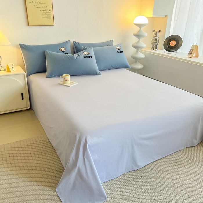 91家纺网 家纺一手货源 找家纺 小懒猪 2025新款全棉纯棉水洗棉毛巾绣四件套(提供买家秀） 萌宠深蓝灰