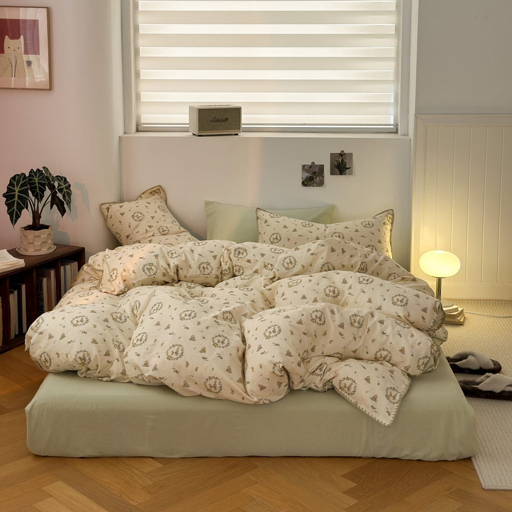 91家纺网 家纺一手货源 找家纺 （总）洋铭区（原狠狠爱） 2025新款全棉双层纱系列四件套